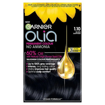 Superdrug Garnier Olia 1.10 Black Sapphire Permanent Hair Dye- Buy online at McGrocer