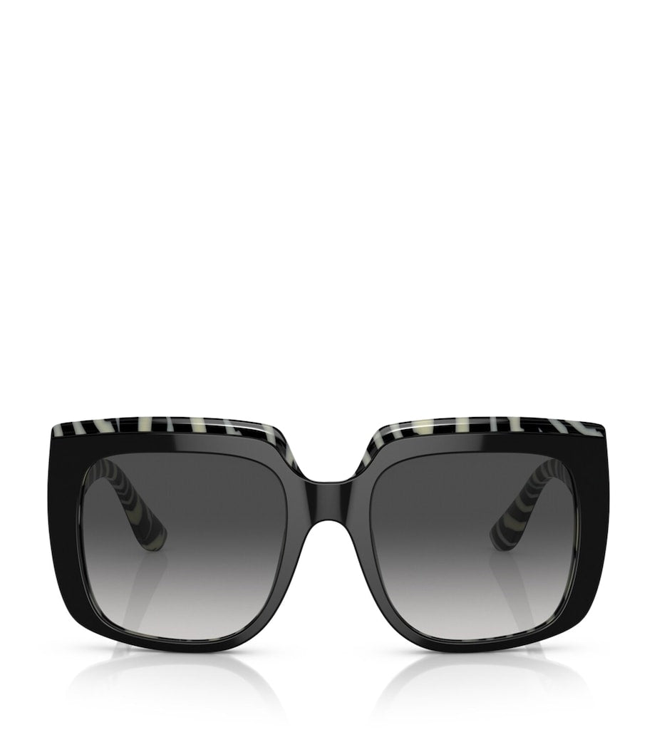 Dolce&Gabbana acetate square sunglasses with zebra tortoiseshell finish, imported from the UK