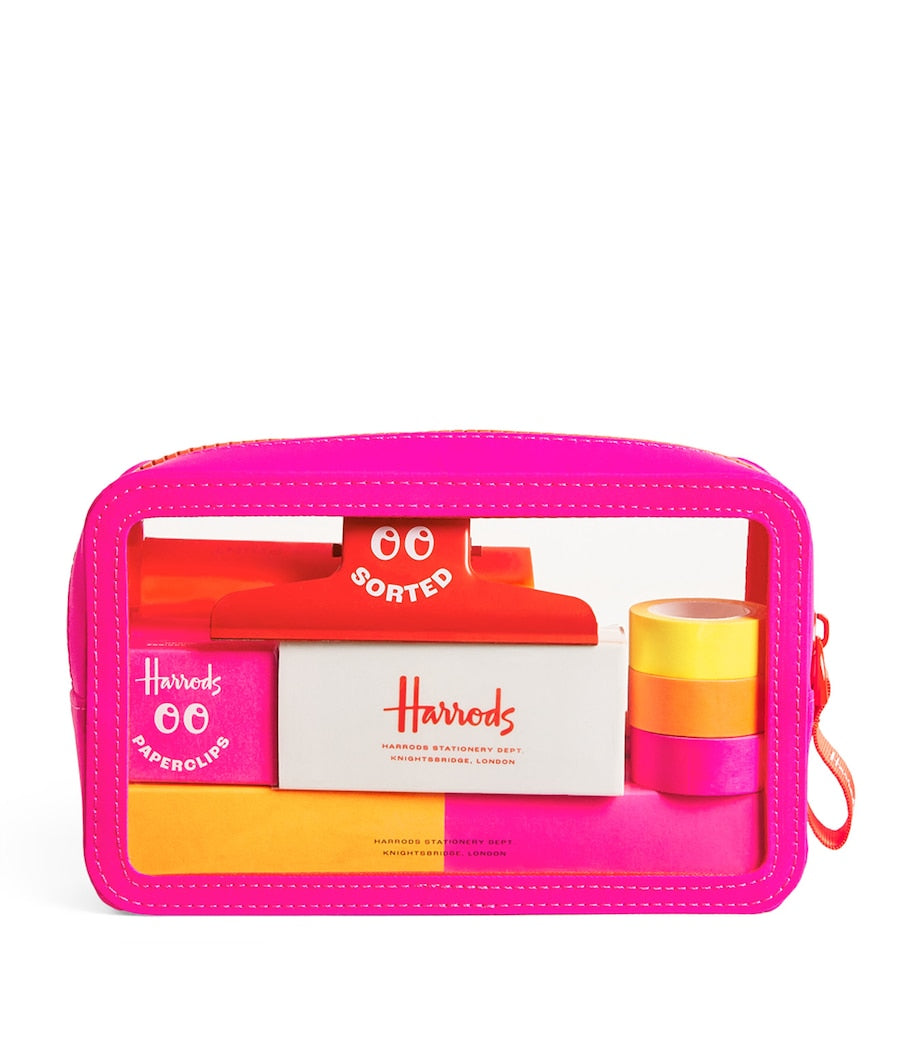 Harrods filled pencil case with stationery accessories, UK version