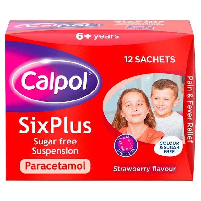 Calpol SixPlus Sugar & Colour Free Suspension Sachets Strawberry 6+ Years   12 x 5ml GOODS M&S   