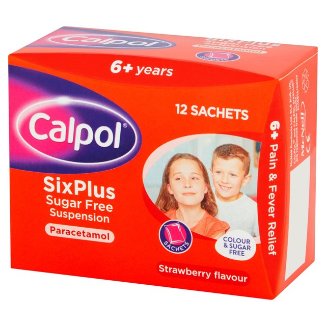 Calpol SixPlus Sugar & Colour Free Suspension Sachets Strawberry 6+ Years   12 x 5ml GOODS M&S   