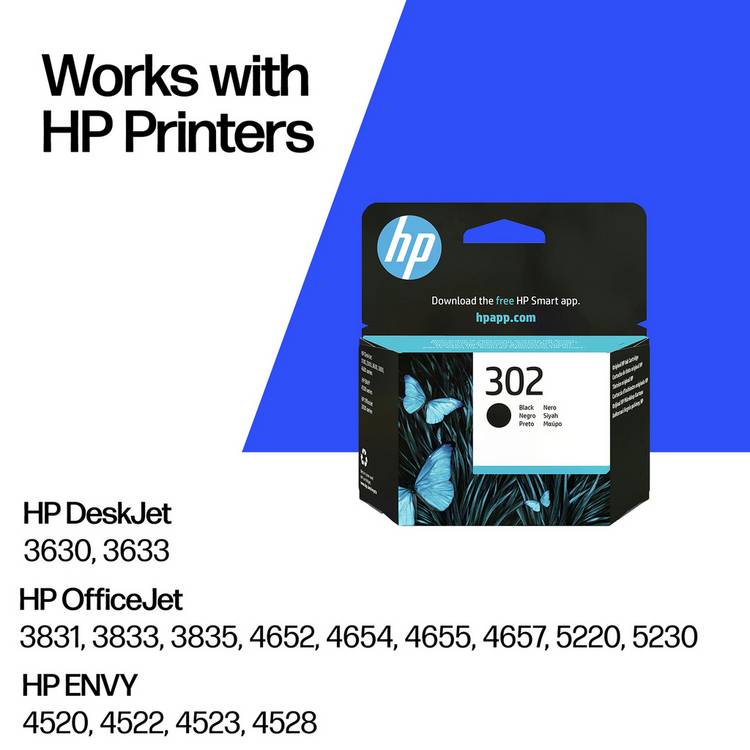 HP 302 black ink cartridge original (British brand)