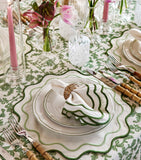 Maison Margaux set of 4 Apple design fabric napkins with green trim 50cm x 50cm, imported from the UK