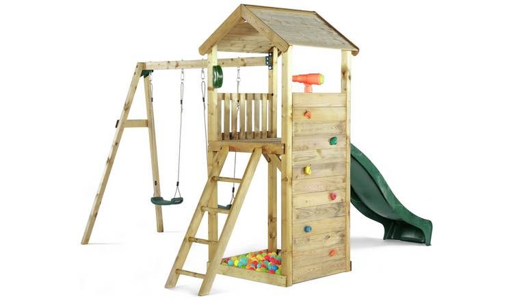 Plum Lookout Tower Wooden Climbing Frame with Swings & Slide