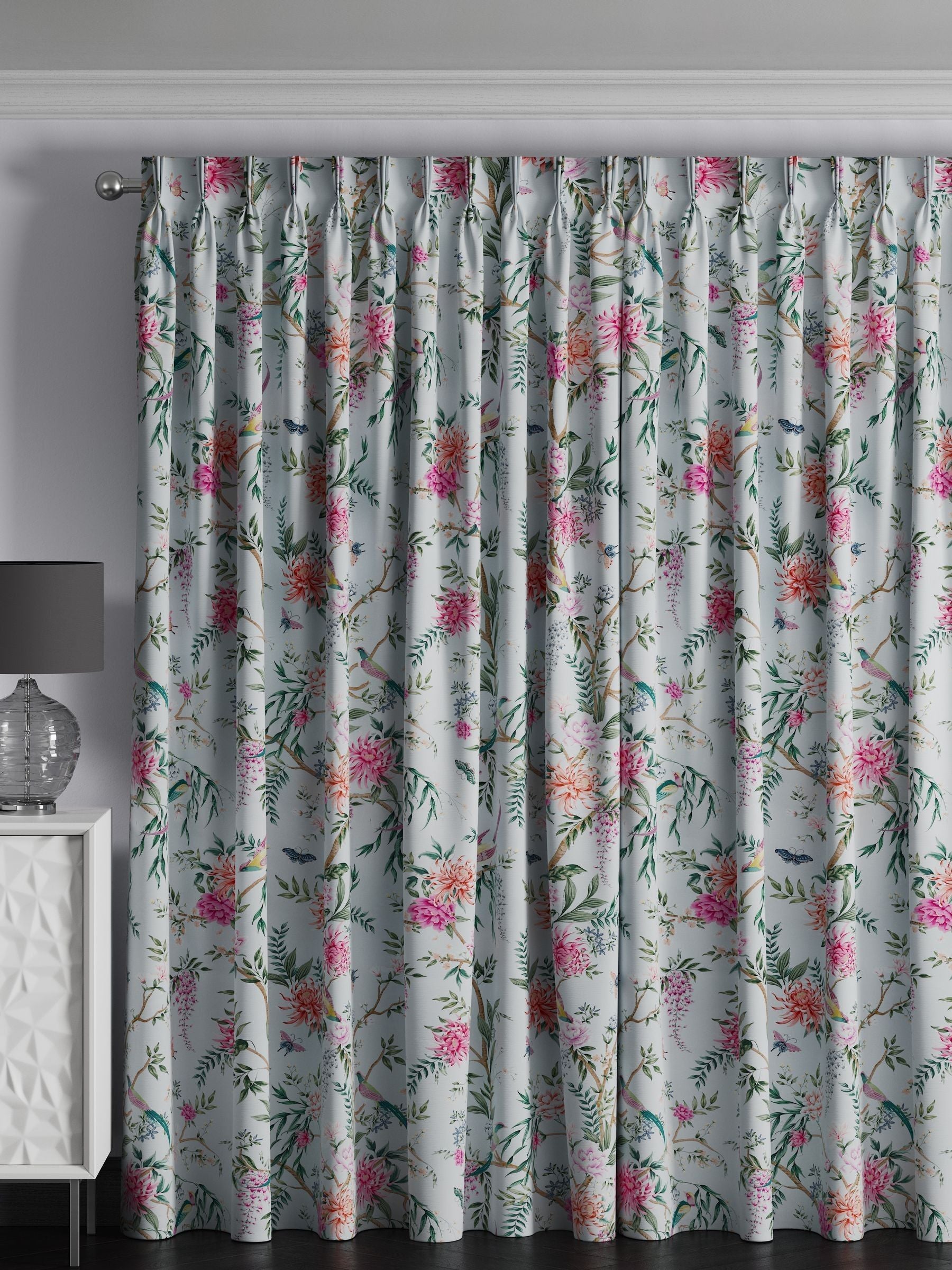 Duck Egg Blue Emporium made to measure curtains, imported from the UK