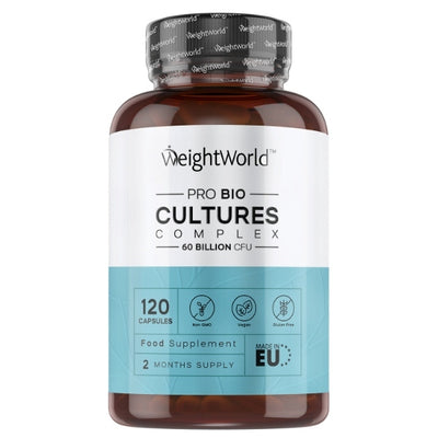 Superdrug WeightWorld Bio Cultures Complex 60 Billion CFU Probiotic and Prebiotic Supplement 120 Capsules- Buy online at McGrocer
