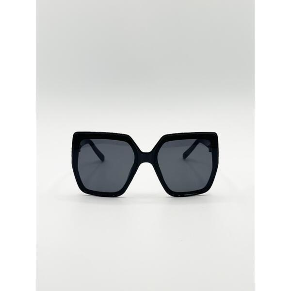 SVNX oversize cateye sunglasses with diamante detail in black, imported from the UK