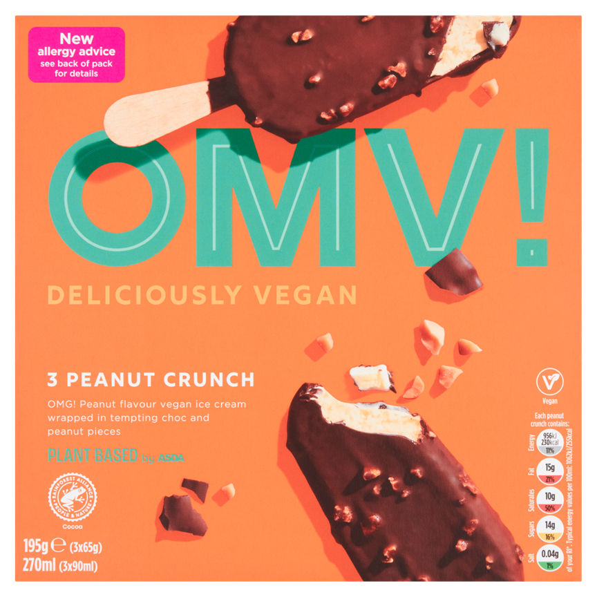 OMV! Deliciously Vegan 3 Peanut Crunch Ice Cream GOODS ASDA   