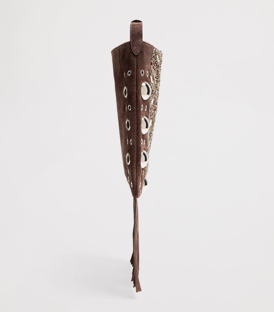 Valentino Garavani embellished suede Nellcôte shoulder bag, imported from the UK