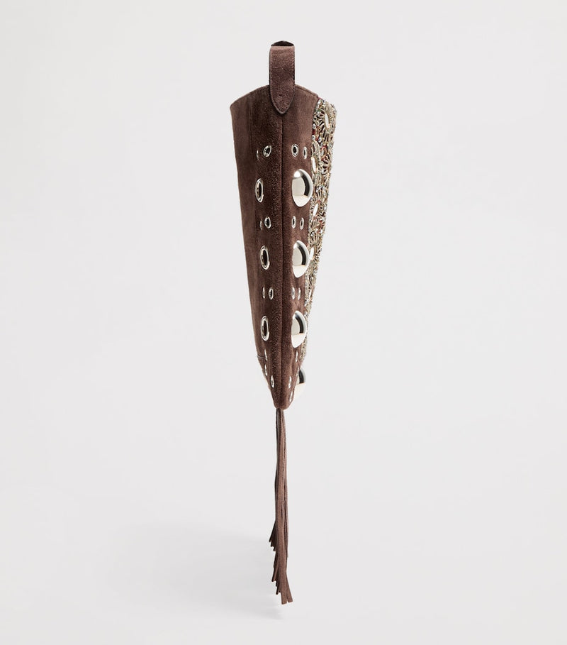 Valentino Garavani embellished suede Nellcôte shoulder bag, imported from the UK