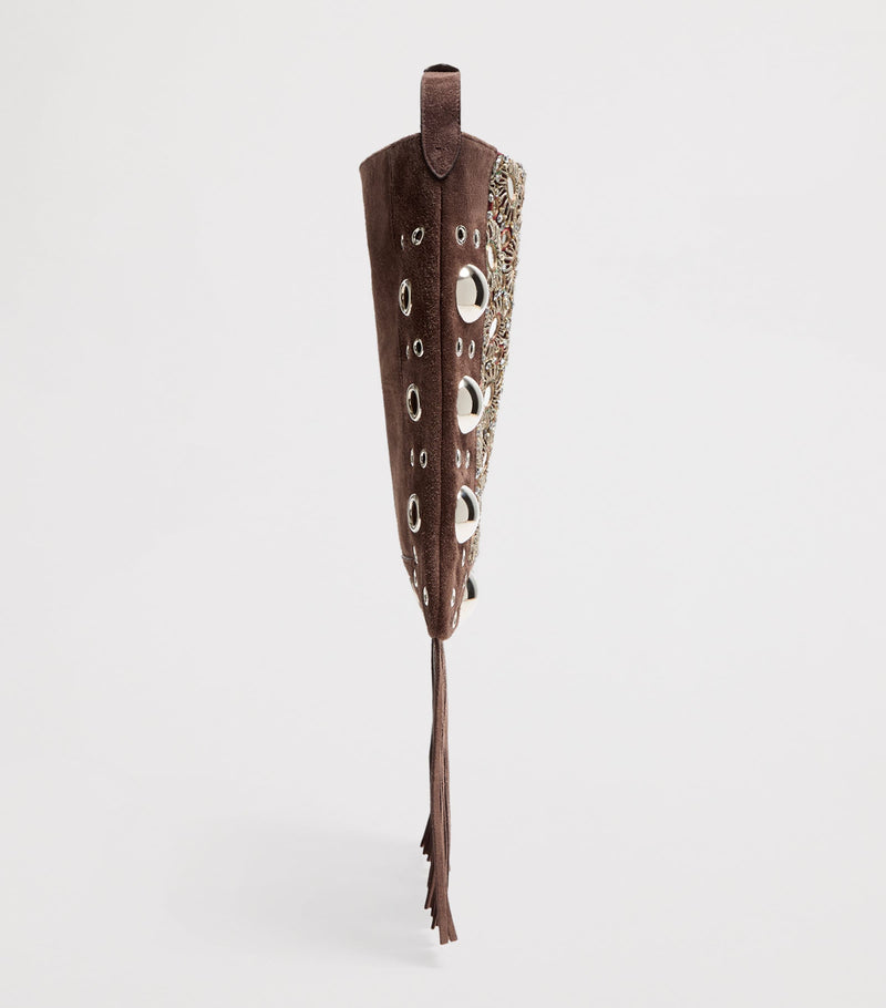 Valentino Garavani embellished suede Nellcôte shoulder bag, imported from the UK