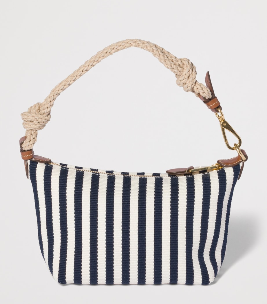 Miu Miu Stripe Logo pouch bomull grosgrain skinnkant, importert fra Storbritannia