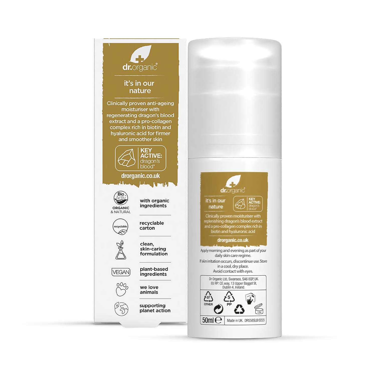 Dr Organic Pro Collagen moisturiser 50ml, imported from the UK