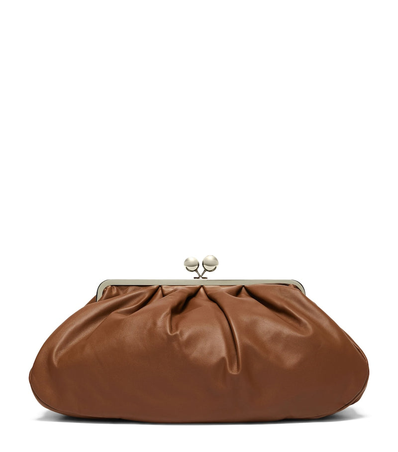 Weekend Max Mara Pasticcino large leather clutch bag with clasp - British product