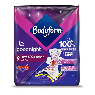 Superdrug - فوط صحية Bodyform Ultra Goodnight - Extra Large - عبوة من 9 قطع - اشترِ عبر الإنترنت من McGrocer