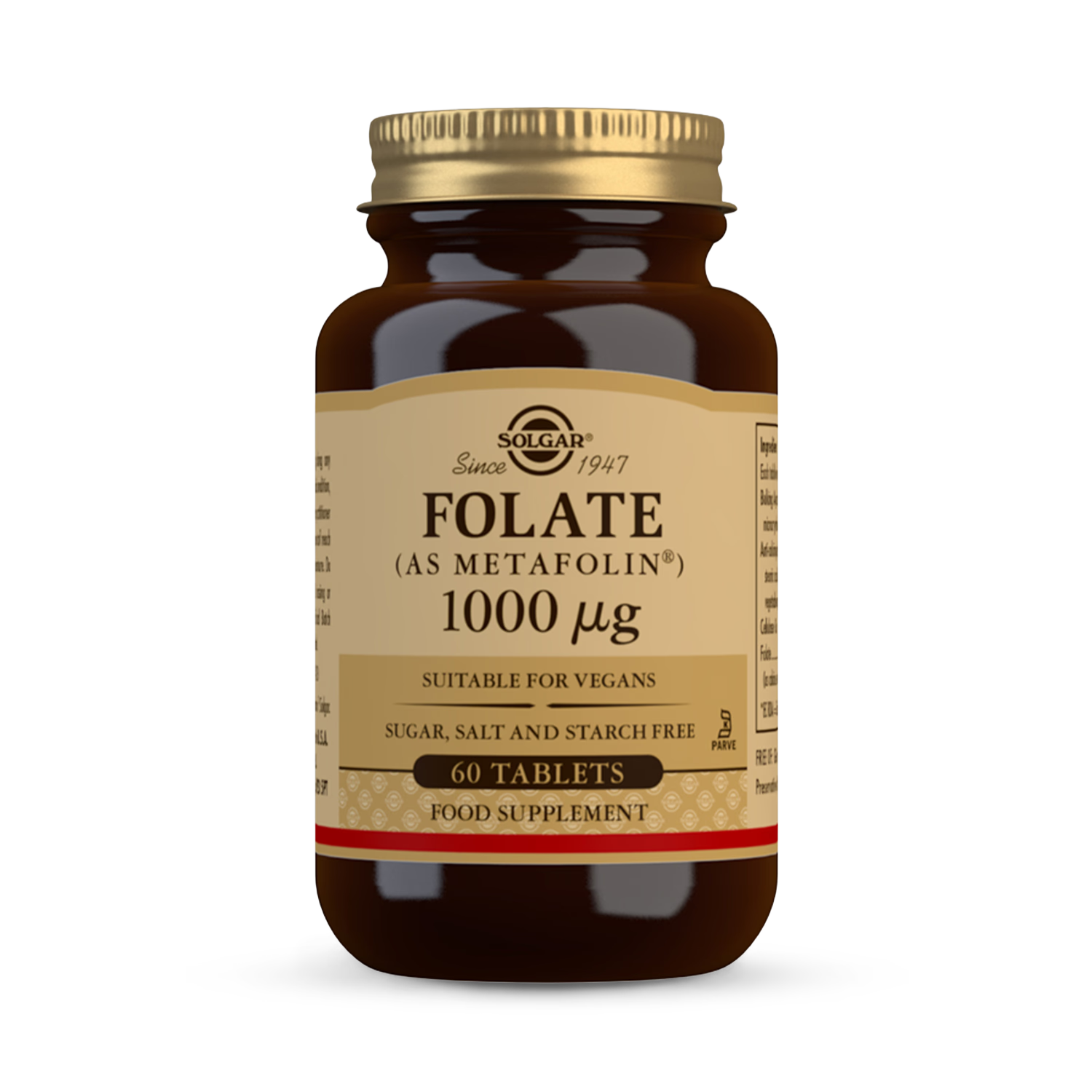 Solgar folate supplement Metafolin 1000µg 60 tablets (British brand)