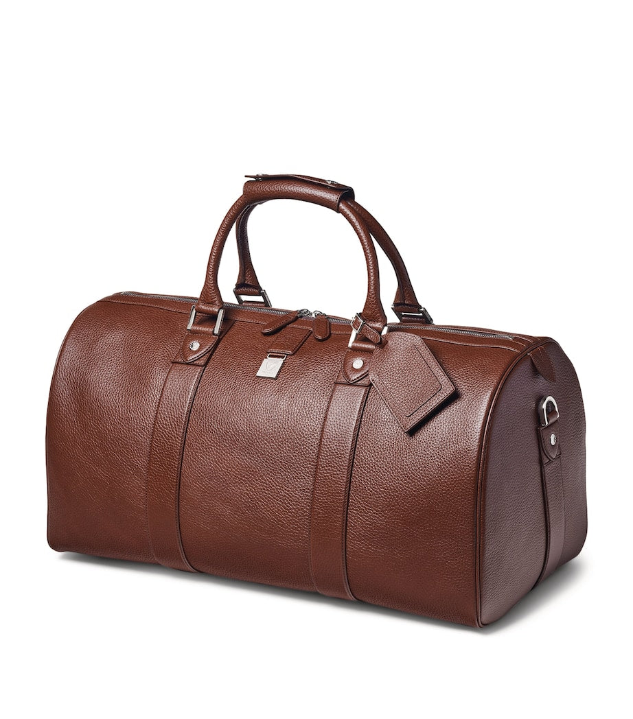 Aspinal of London Boston leather holdall with brass trims, UK version