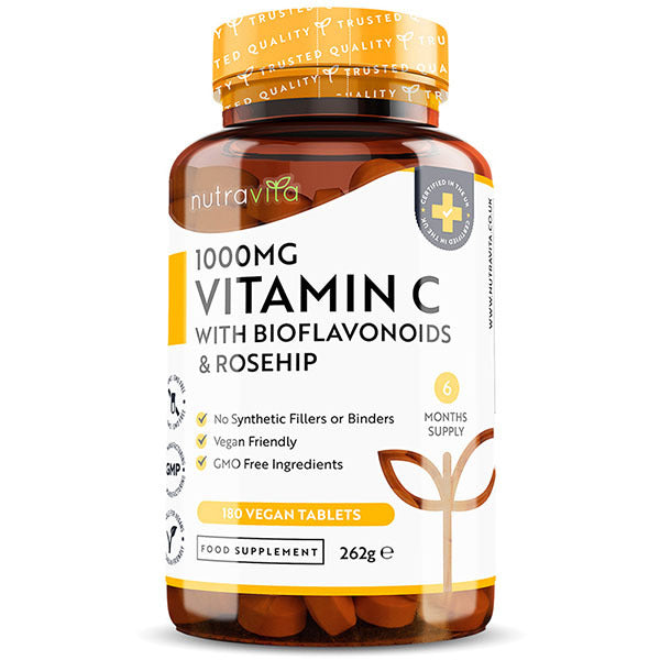 Nutravita Vitamin C 1000mg, Bioflavonoids Rosehip - 180 Tabs