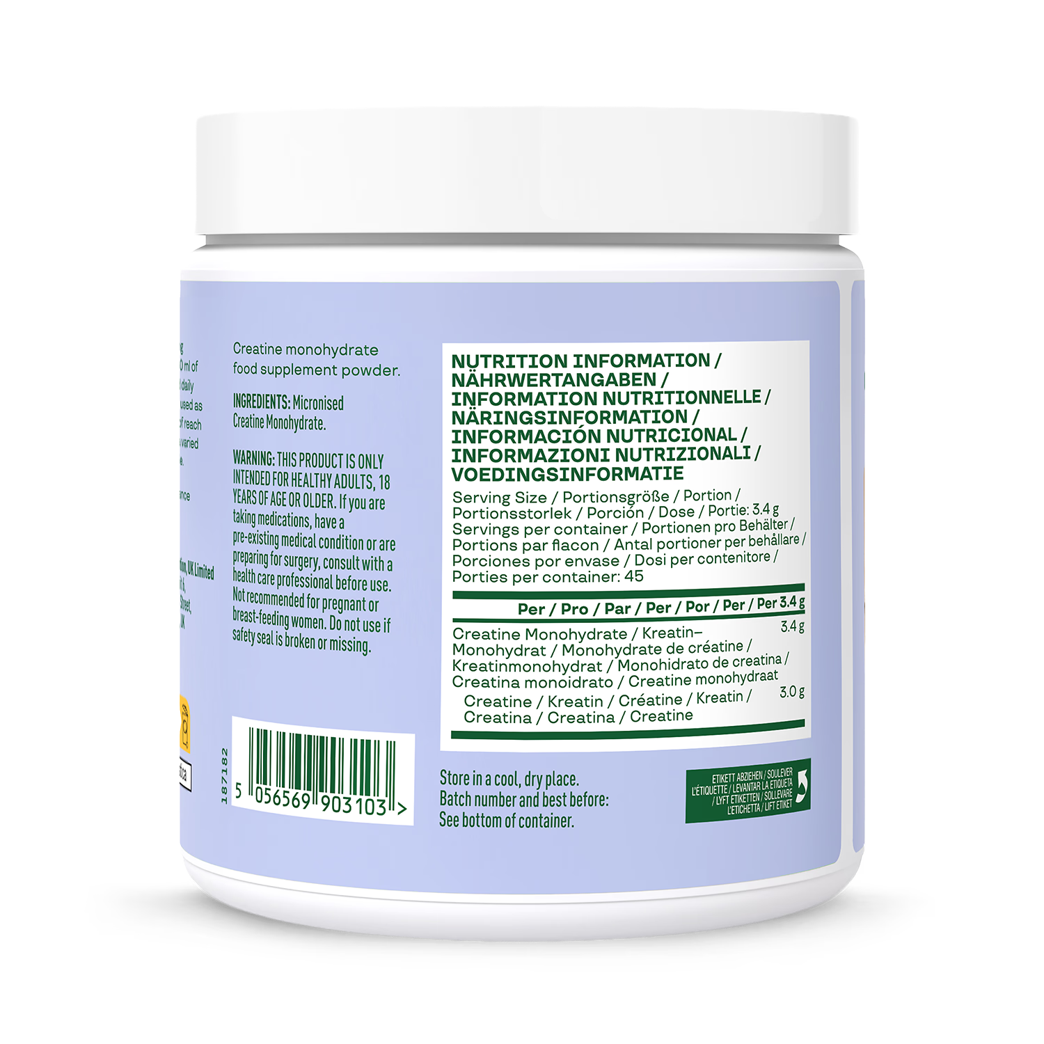 Bloom creatine unflavoured powder 153g (British brand)