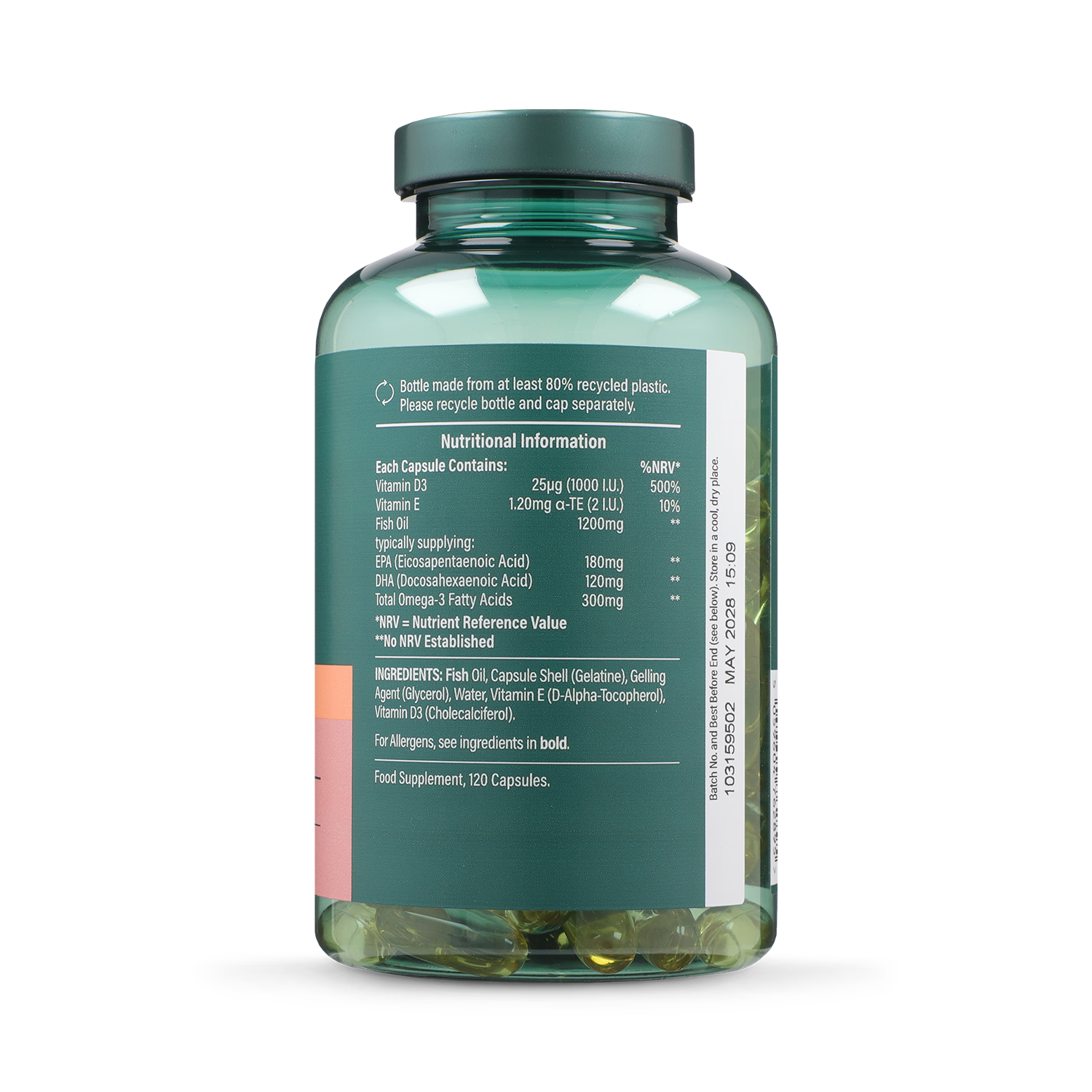 Holland & Barrett Omega 3 Fish Oil + D3 1200mg 120 Capsules
