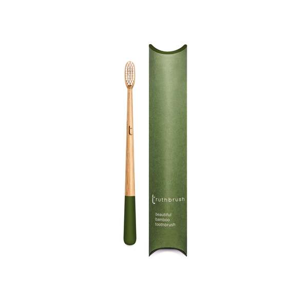 Truthbrush bamboo toothbrush Moss Green Medium (British brand)