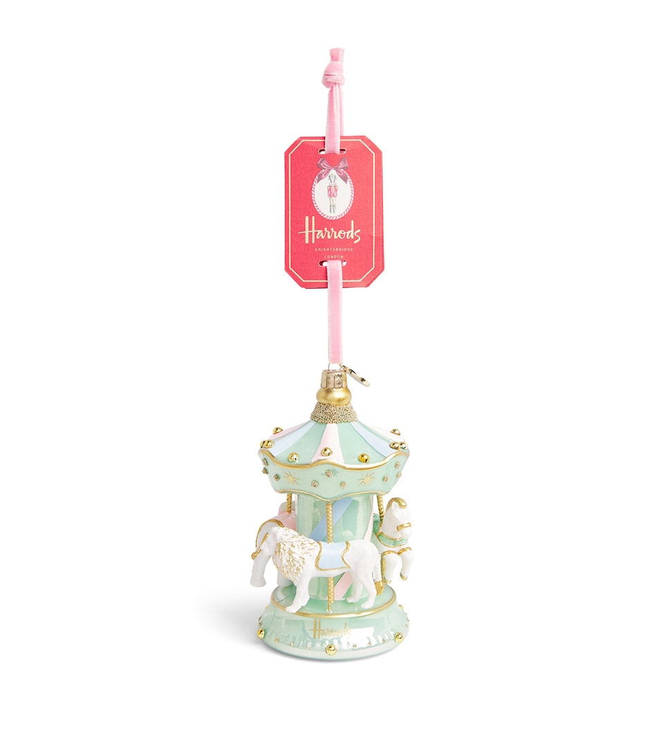 Glittery Resin Christmas Decoration with Velvet Ribbon 14cm x 6cm
