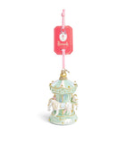 Glittery Resin Christmas Decoration with Velvet Ribbon 14cm x 6cm