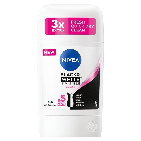 NIVEA Black & White Anti-Perspirant Deodorant Stick, 50ml