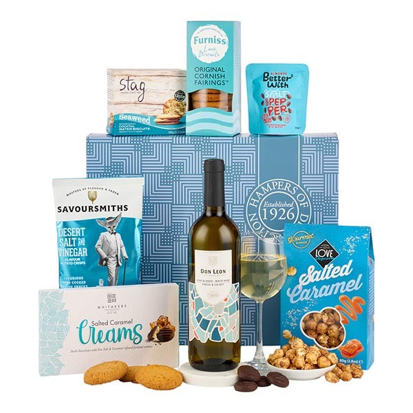 Spicers of Hythe Metropolitan hamper with white wine, imported from the UK