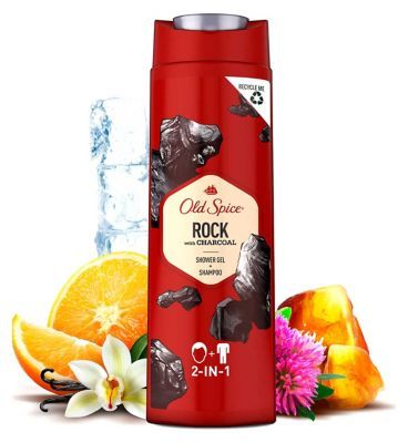 Old Spice Rock + Charcoal Shampoo & Shower Gel 400ml Men's Toiletries Boots   