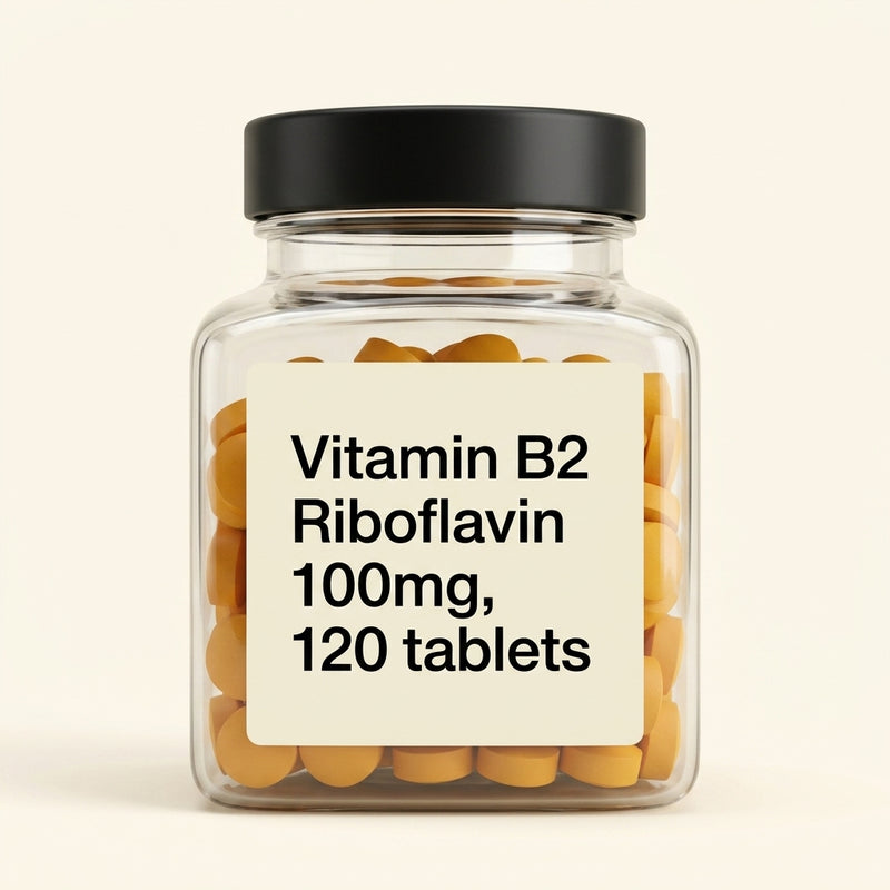 Holland & Barrett Vitamin B2 supplement jar, imported from the UK