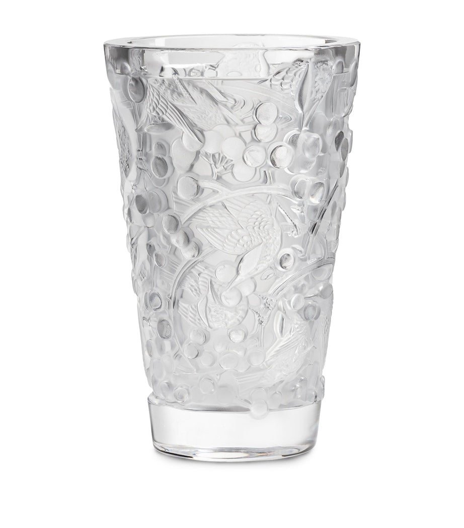 Lalique crystal vase Merles et Raisins 22cm, imported from the UK