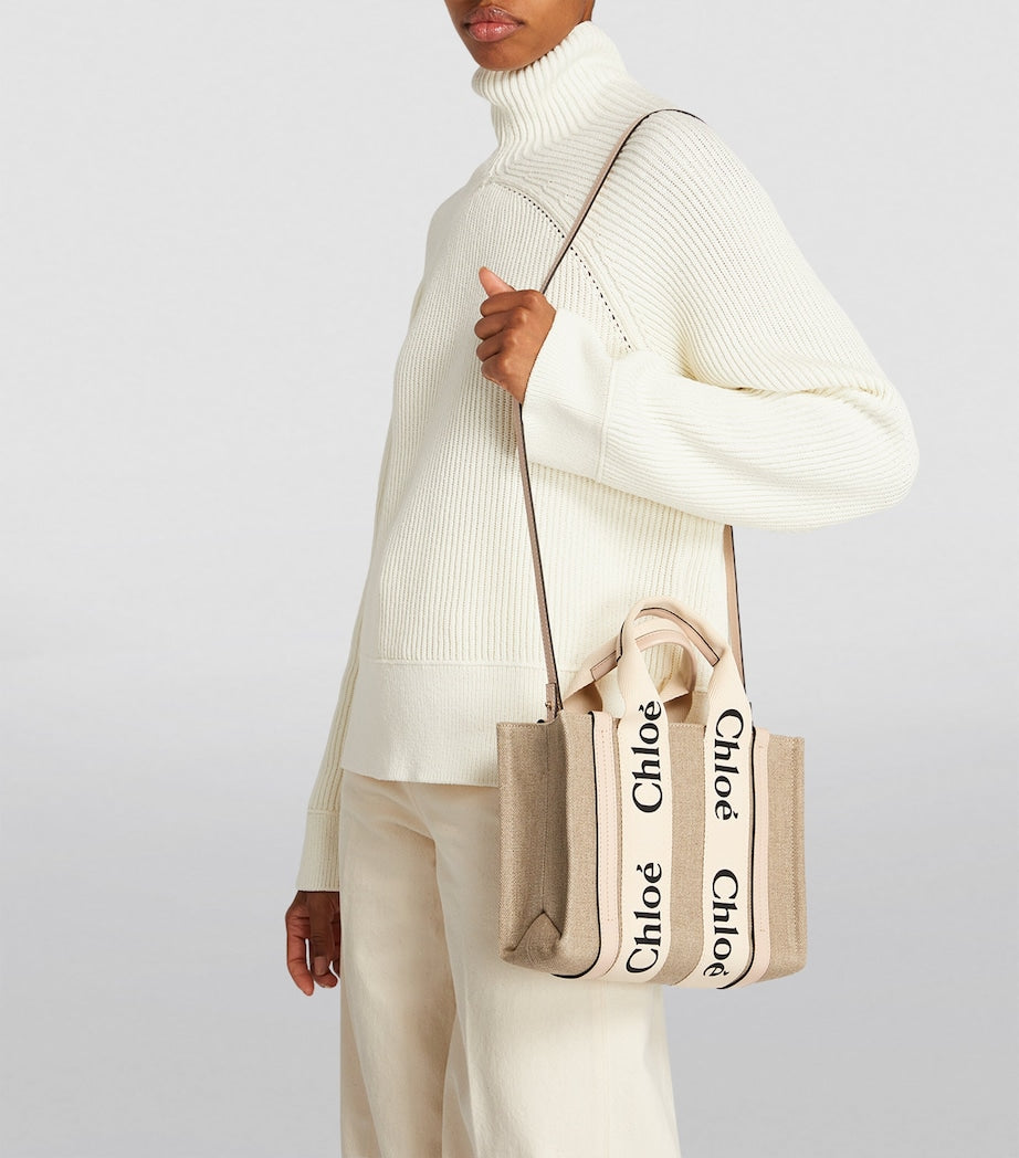 Chloé Small Woody Tote Bag linen canvas - British product