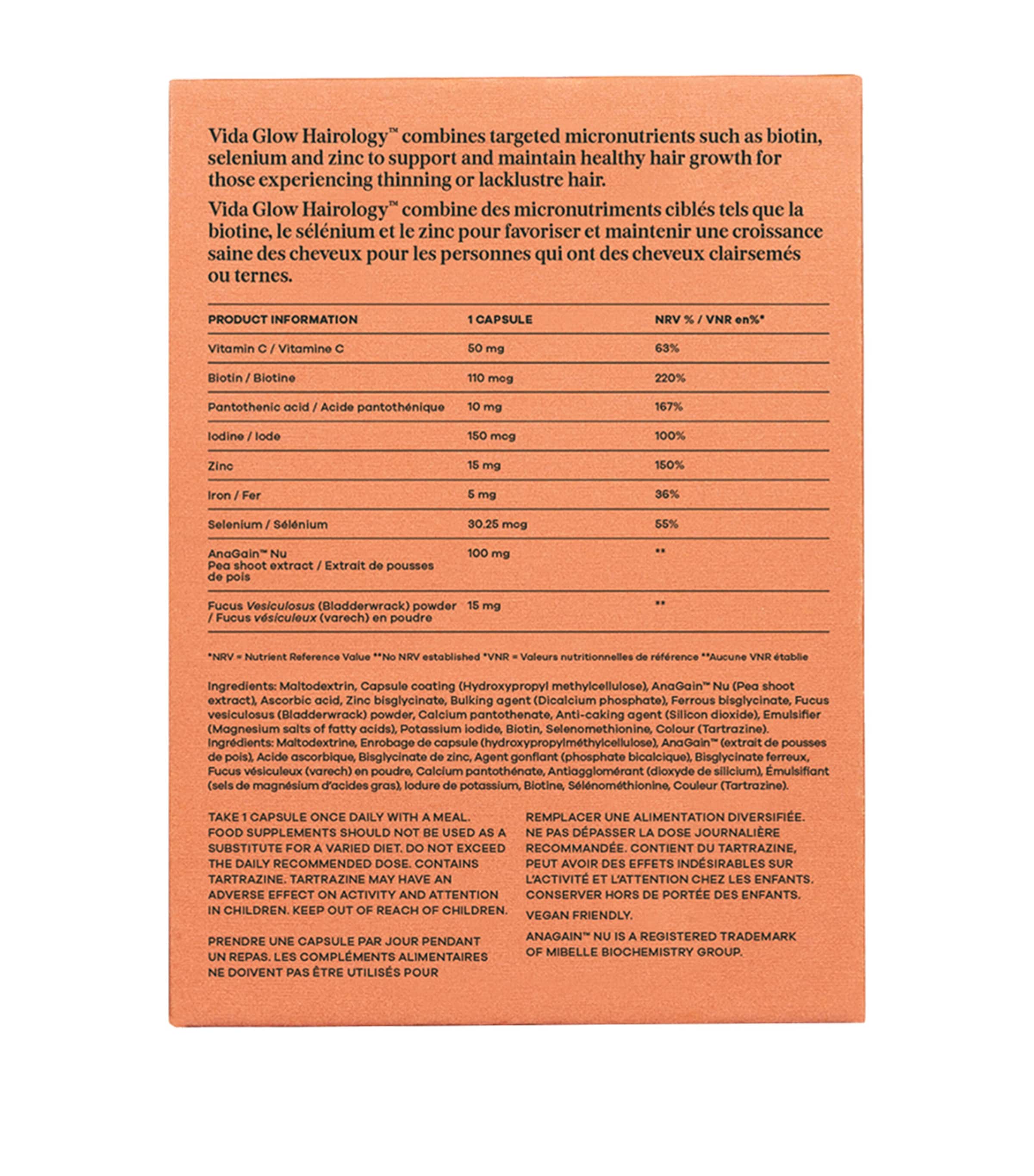 Vida Glow Hairology hair supplement 30 capsules, UK version