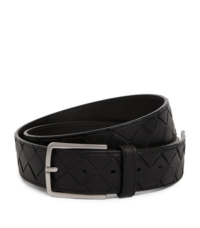 Harrods Bottega Veneta Leather Intrecciato Belt- Buy online at McGrocer