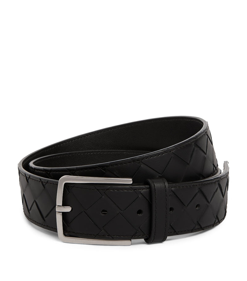 Bottega Veneta Intrecciato leather belt, imported from the UK