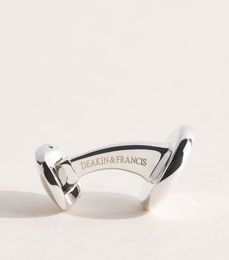 Deakin & Francis sterling silver mother-of-pearl round cufflinks, imported from the UK