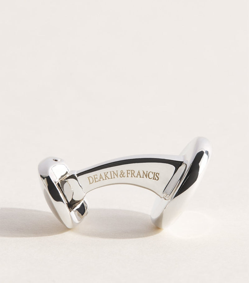 Deakin & Francis sterling silver mother-of-pearl round cufflinks, imported from the UK
