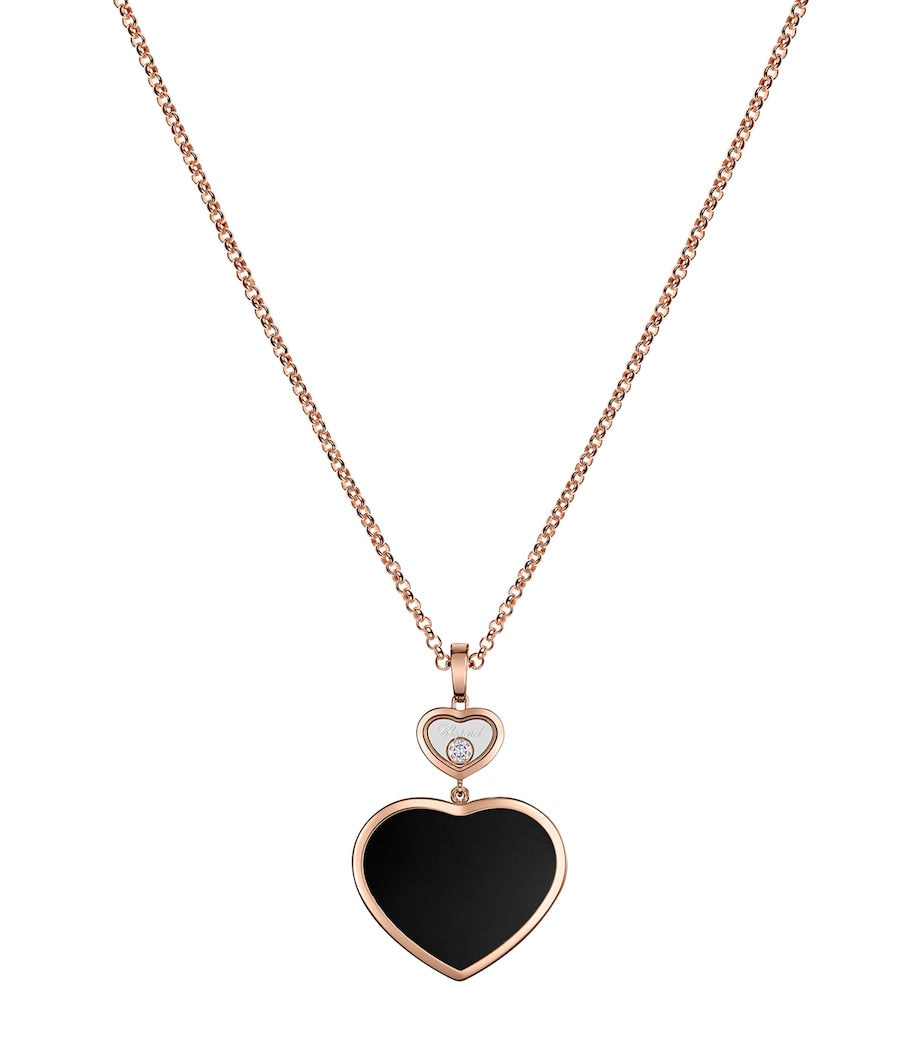Chopard Happy Hearts necklace rose gold diamond onyx, imported from the UK