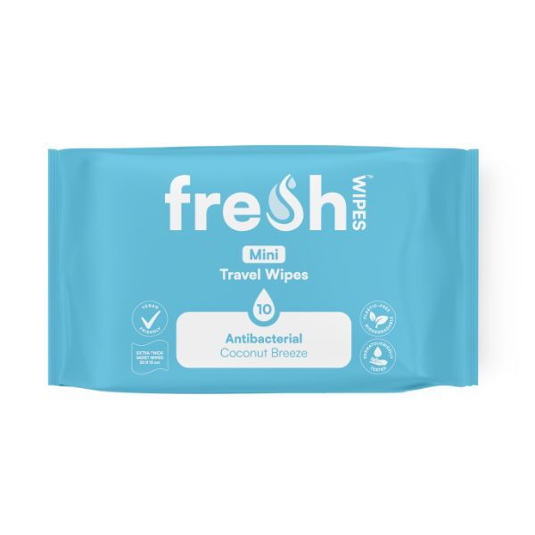Freshwipes Coconut Breeze mini travel wipes (British brand)