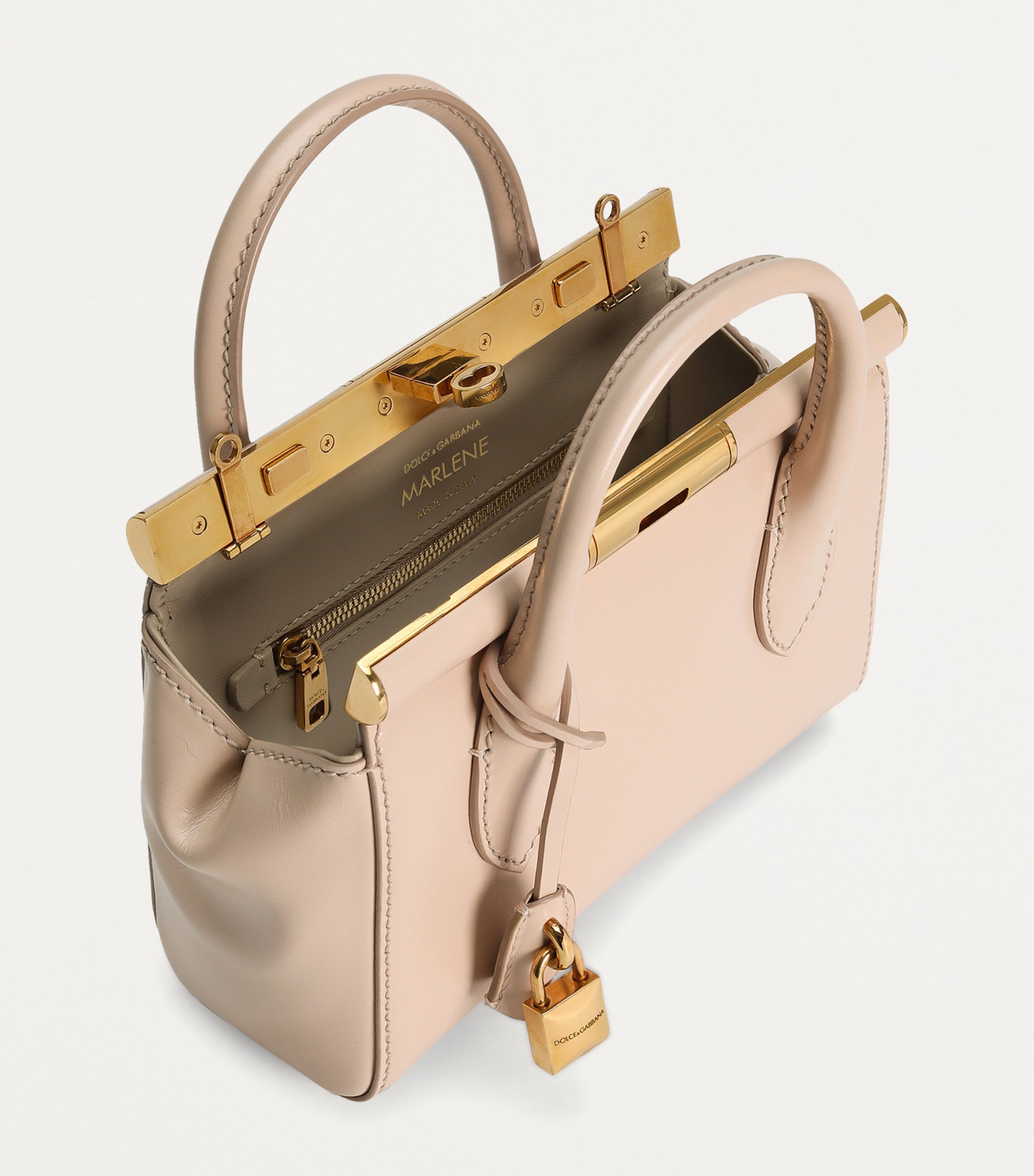 Dolce&Gabbana leather top-handle bag with gold-tone hardware, imported from the UK