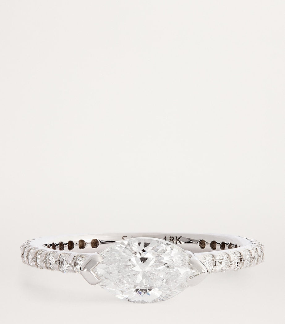 SHAY white gold diamond solitaire marquise ring, imported from the UK