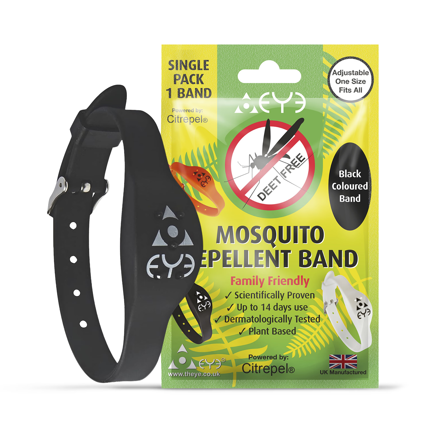 Adjustable mosquito repellent band for wrist, imported from the UK