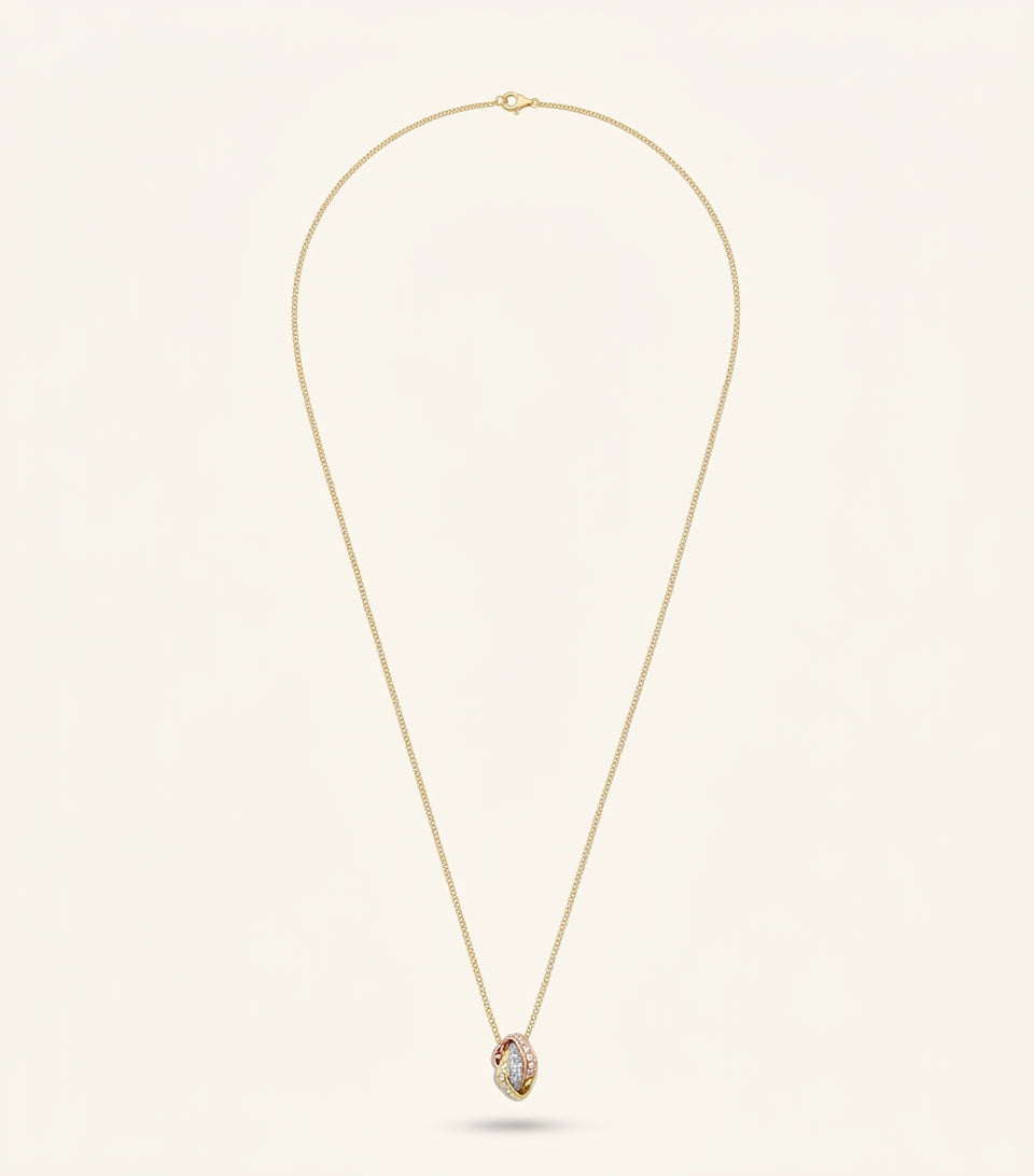 Cartier mixed gold diamond Trinity necklace 60cm, imported from the UK