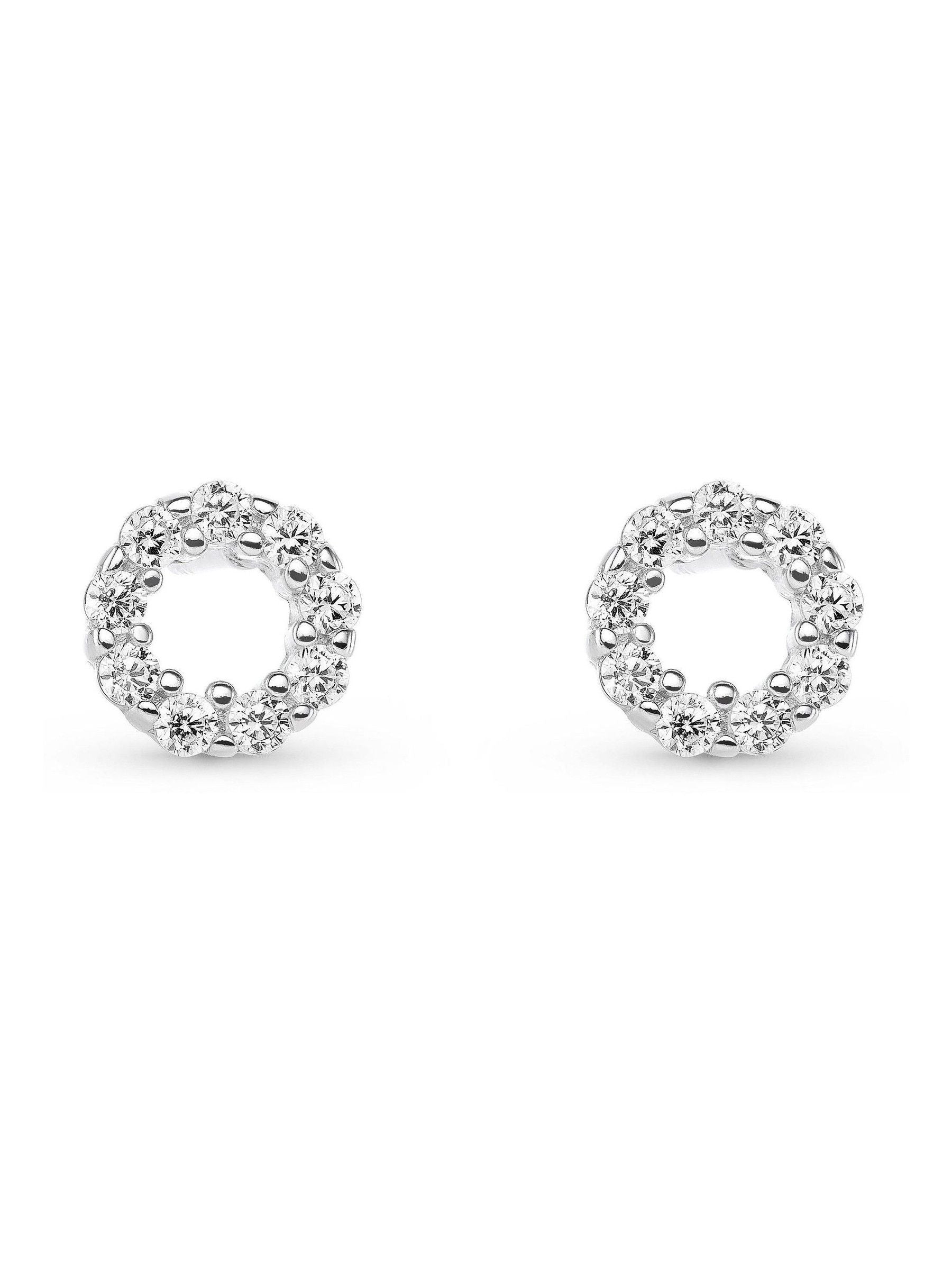 Silver cubic zirconia circle stud earrings (British brand)