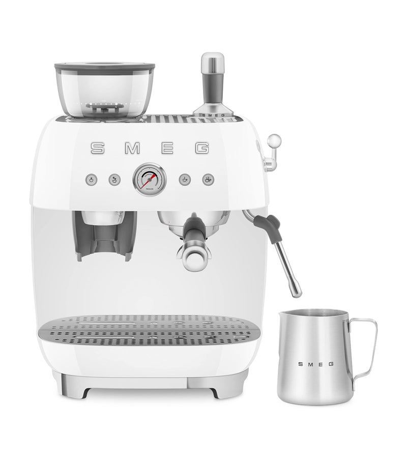 Smeg EGF03WHUK espresso coffee machine with grinder (British brand)