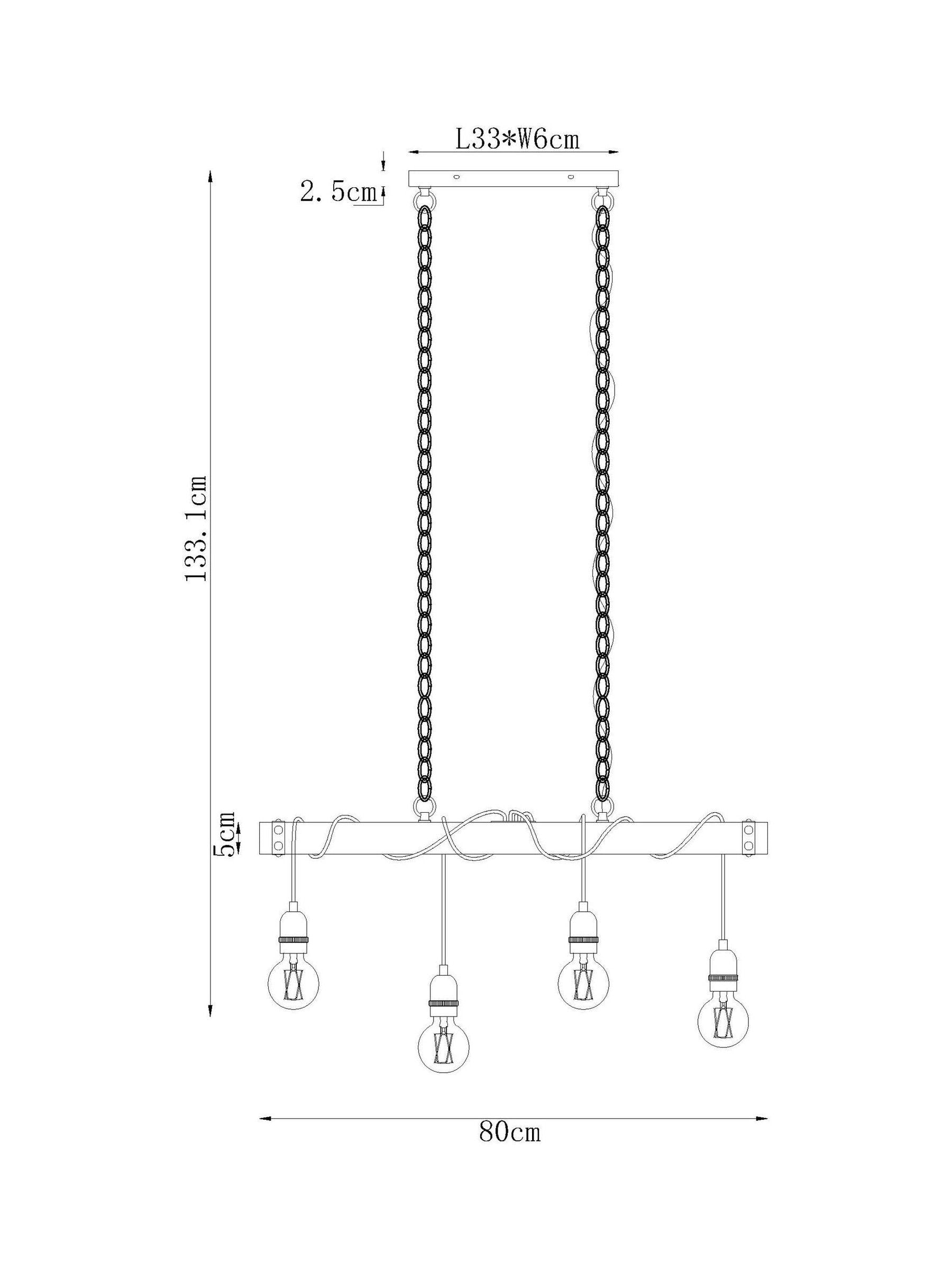 Bronx linear ceiling light with wood effect and 80cm width - British product