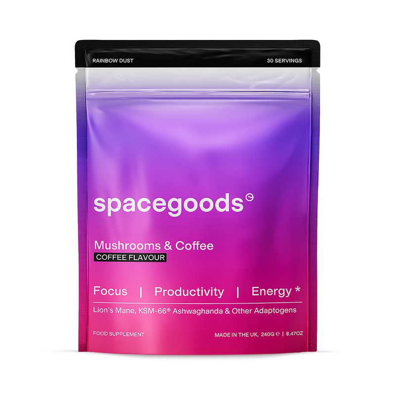 Spacegoods Rainbow Dust coffee superfood powder 240g, imported from the UK