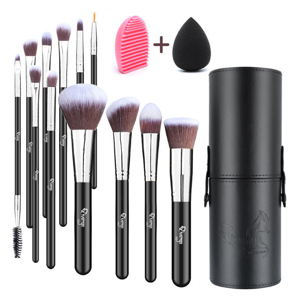 Livingandhome Makeup Brush Set 12pcs Silver Ferrule, UK version