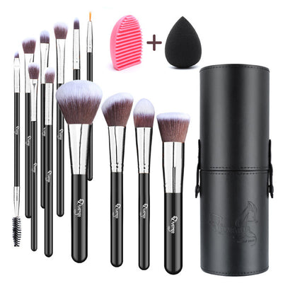 Superdrug Livingandhome 12-piece Travel Makeup Brush Set Silver Ferrule Synthetic Bristles- Buy online at McGrocer